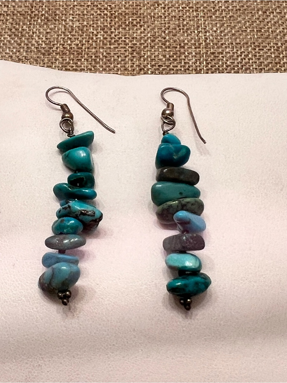 Turquoise Chip Drop Earrings - Unbranded